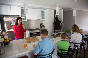 Family in kitchen