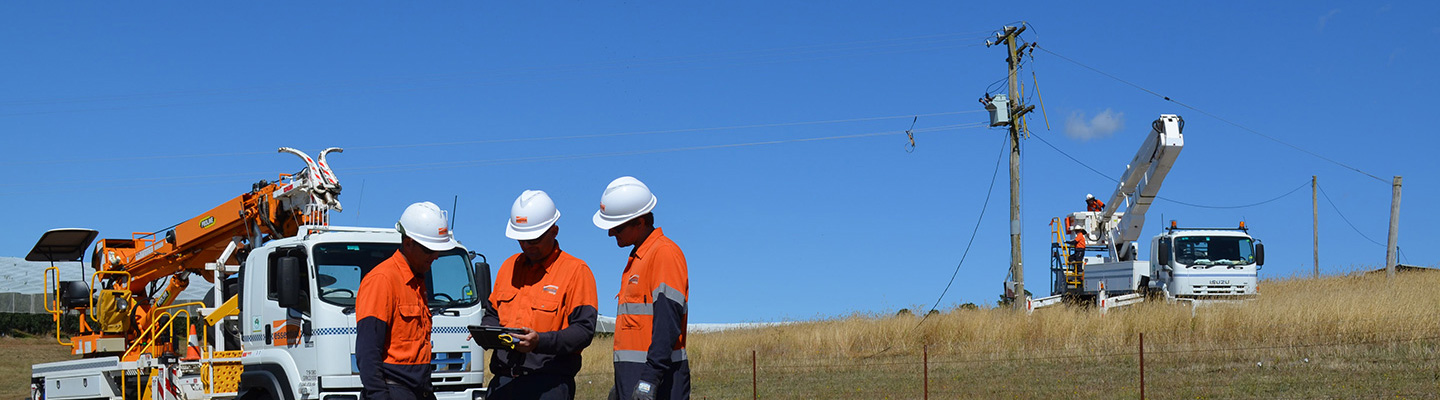 Crews repairing a pole