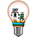 Lightbulb with robots inside