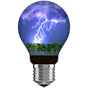 Lightbulb with house and lightning inside