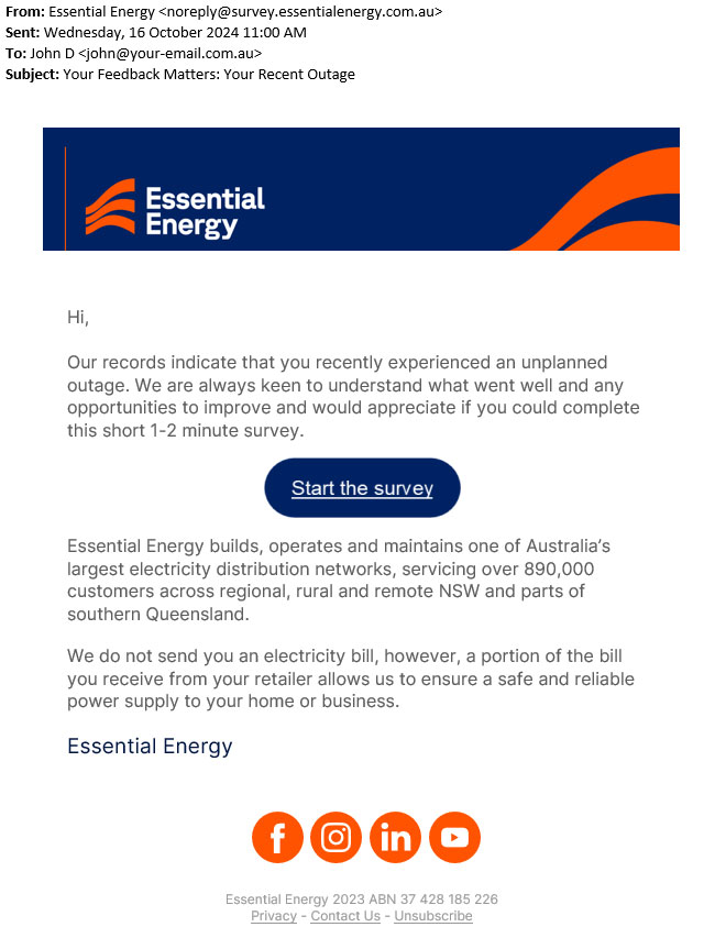 Example of survey email