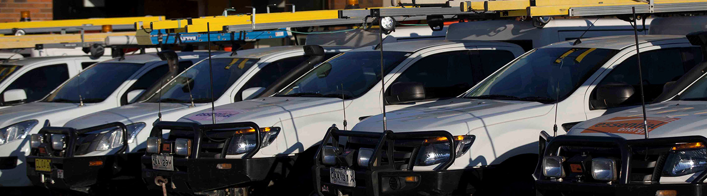 Row of work vehicles