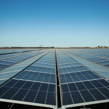 Solar panels under a blue sky