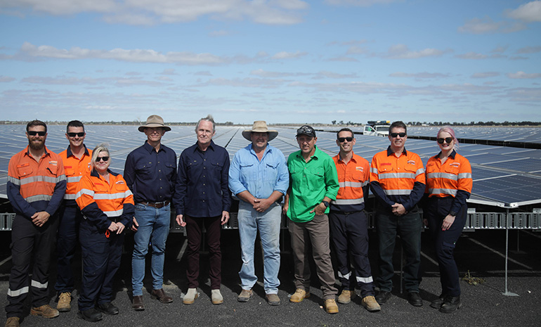Latitude Solar Farm project team with Essential Energy Major Network Connections team members
