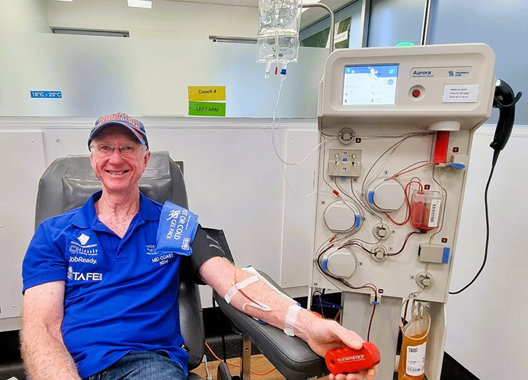 Phil giving blood