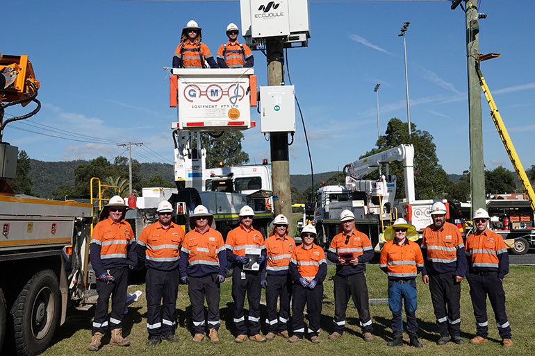 Pole-Mounted Battery happy team