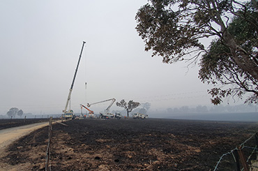 Crews making repairs after a bushfire