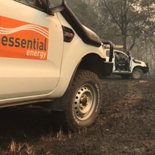 Trucks near bushfire area