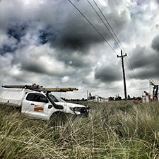 Trucks and powerline
