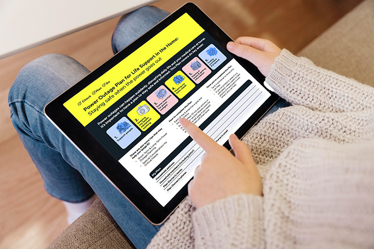 Viewing the life support power outage plan on an iPad