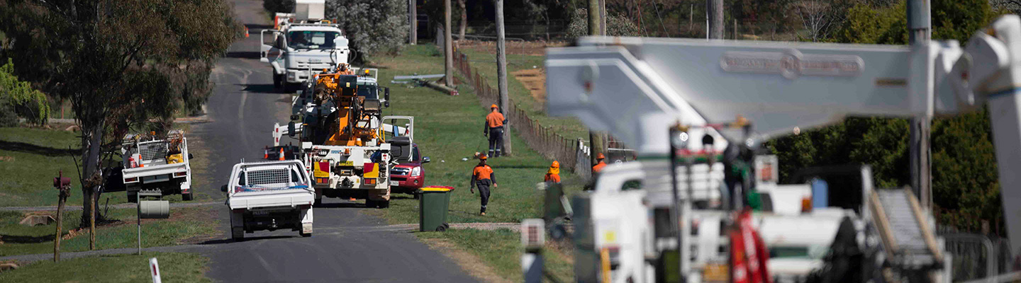 Crews working near a rural street