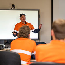 Instructor teaching students