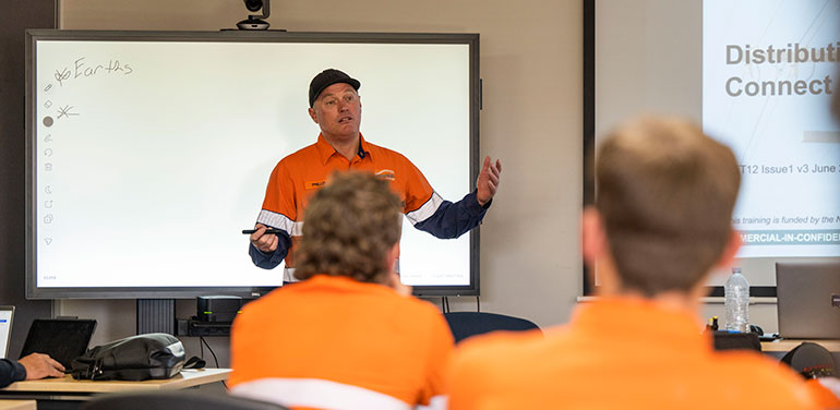 Instructor teaching students