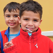 Kids waving