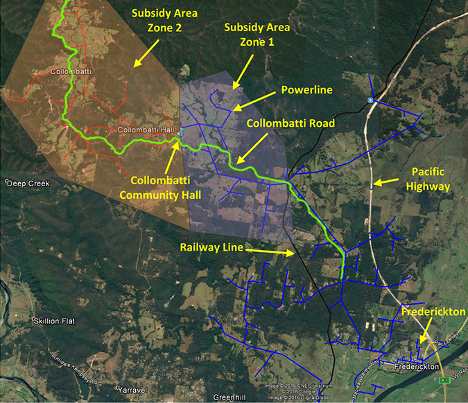 Map showing area participating in the Collombatti battery storage trial