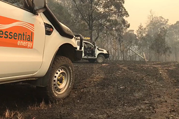 Trucks near bushfire affected area