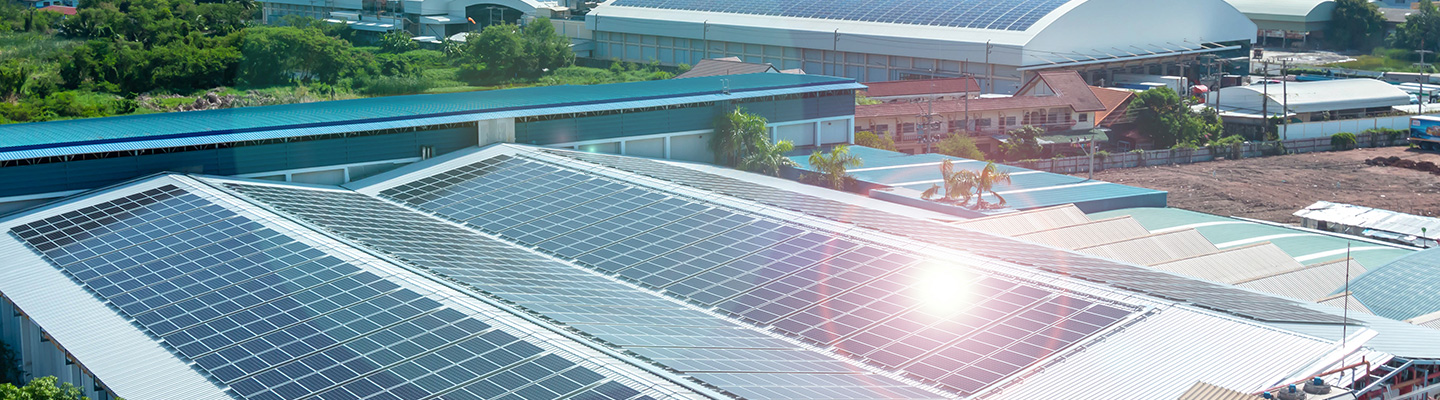 Industrial area with solar on rooftops