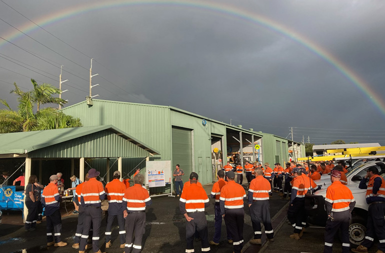 Ballina depot and rainbow