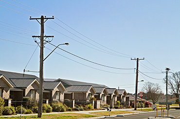 Powerlines near houses