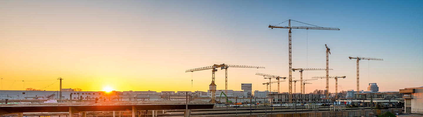 Sunrise near an industrial area