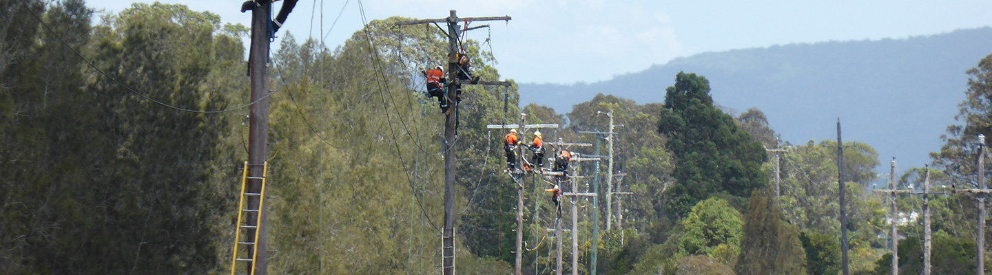 Multiple crews working on powerlines