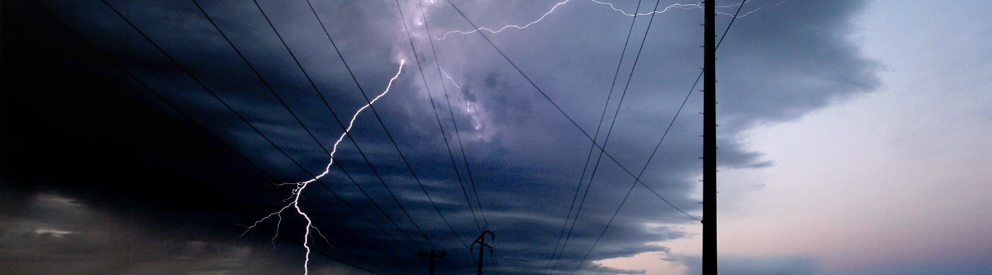 Lightning near powerlines