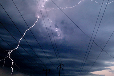 Lightning near powerlines