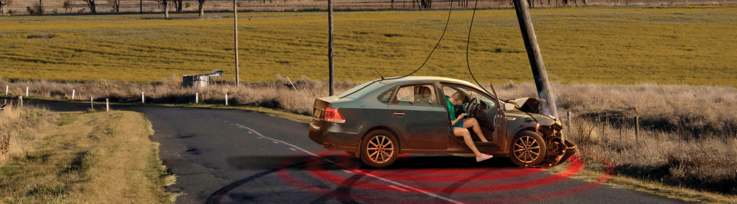 Car accident into a power pole