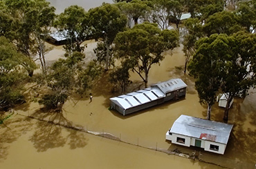 House surrounded by flood