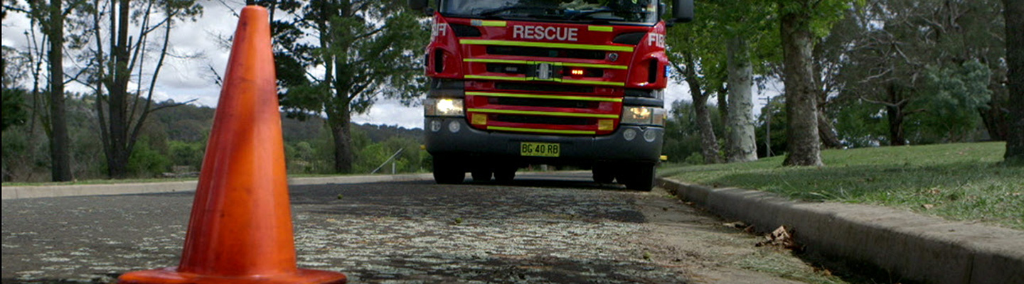 Fire truck and witches hat